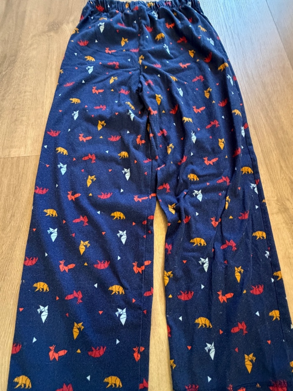 Kids Navy Geometric Bear Fox Print Pajama Pants Elastic Waist Woodland Lounge